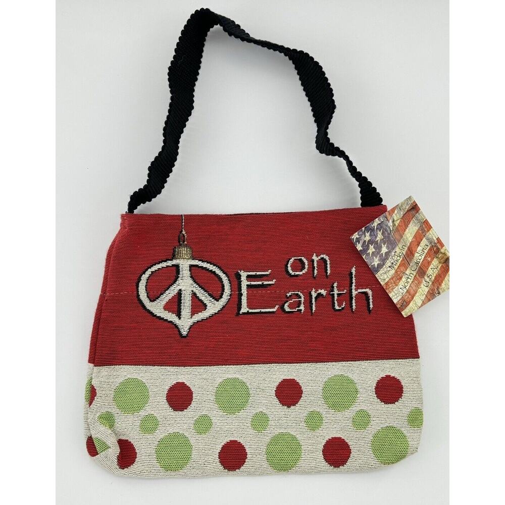 NWT Christmas Wall Tapestry Tote Jacquard Handbag Manual Woodworkers and Weavers
